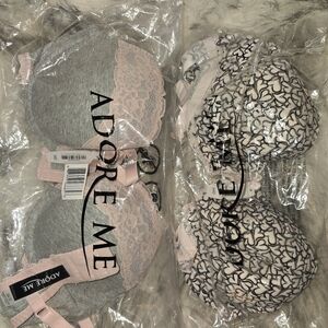 Adore Me Pink and Gray Bra Duo